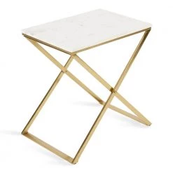Laraway 20.25 in. White Rectangle Natural Stone Top End Table by Kate and Laurel