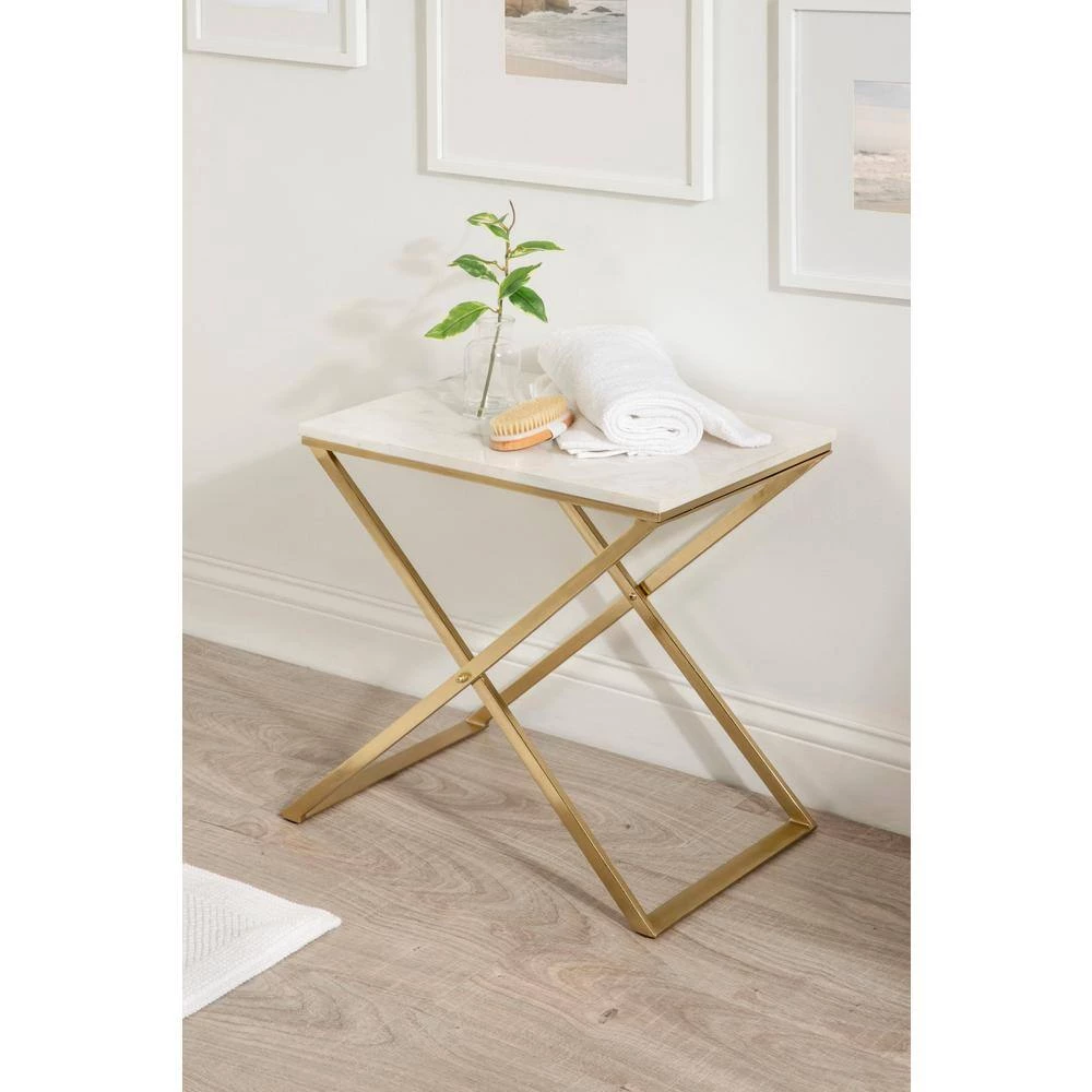 Laraway 20.25 in. White Rectangle Natural Stone Top End Table by Kate and Laurel 9 Laraway 20.25 in. White Rectangle Natural Stone Top End Table by Kate and Laurel - Image 7