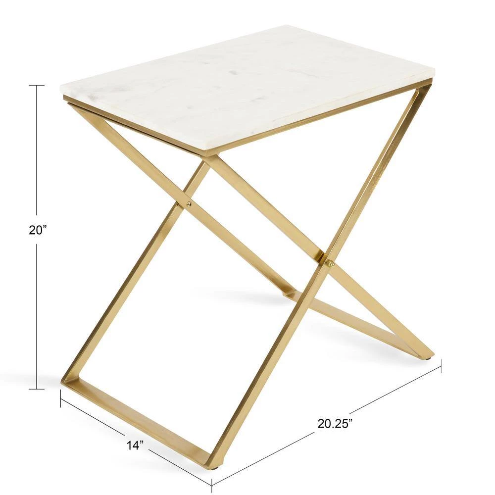 Laraway 20.25 in. White Rectangle Natural Stone Top End Table by Kate and Laurel 6 Laraway 20.25 in. White Rectangle Natural Stone Top End Table by Kate and Laurel - Image 4