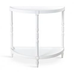Bellport White 30 in. Half Circle MDF Console Table with Shelf by Kate and Laurel -Sealy Sales Store white kate and laurel console tables 219746 4f 1000
