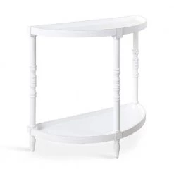 Bellport White 30 in. Half Circle MDF Console Table with Shelf by Kate and Laurel