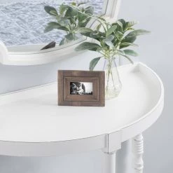 Bellport White 30 in. Half Circle MDF Console Table with Shelf by Kate and Laurel -Sealy Sales Store white kate and laurel console tables 219746 76 1000