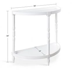Bellport White 30 in. Half Circle MDF Console Table with Shelf by Kate and Laurel -Sealy Sales Store white kate and laurel console tables 219746 c3 1000