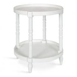 Bellport 20 in. White Round MDF Top End Table by Kate and Laurel