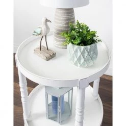 Bellport 20 in. White Round MDF Top End Table by Kate and Laurel -Sealy Sales Store white kate and laurel end side tables 218486 76 1000