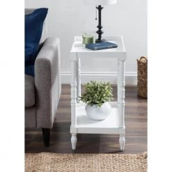 Bellport 22 in. White Rectangle MDF Top End Table by Kate and Laurel -Sealy Sales Store white kate and laurel end side tables 219743 31 1000