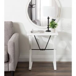 Travere 22 in. White Rectangle Wood End Table by Kate and Laurel -Sealy Sales Store white kate and laurel end side tables 219968 76 1000