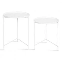 Ulani 18.50 in. White Round Metal End Table with 2-Pieces by Kate and Laurel 13 Ulani 18.50 in. White Round Metal End Table with 2-Pieces by Kate and Laurel -Sealy Sales Store white kate and laurel end side tables 220815 4f 1000