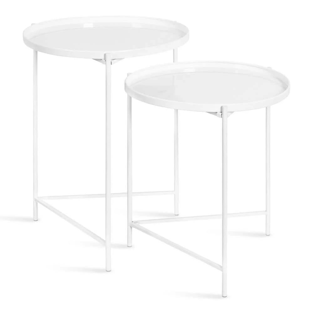 Ulani 18.50 in. White Round Metal End Table with 2-Pieces by Kate and Laurel 3 Ulani 18.50 in. White Round Metal End Table with 2-Pieces by Kate and Laurel