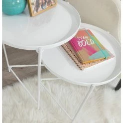 Ulani 18.50 in. White Round Metal End Table with 2-Pieces by Kate and Laurel 15 Ulani 18.50 in. White Round Metal End Table with 2-Pieces by Kate and Laurel -Sealy Sales Store white kate and laurel end side tables 220815 76 1000